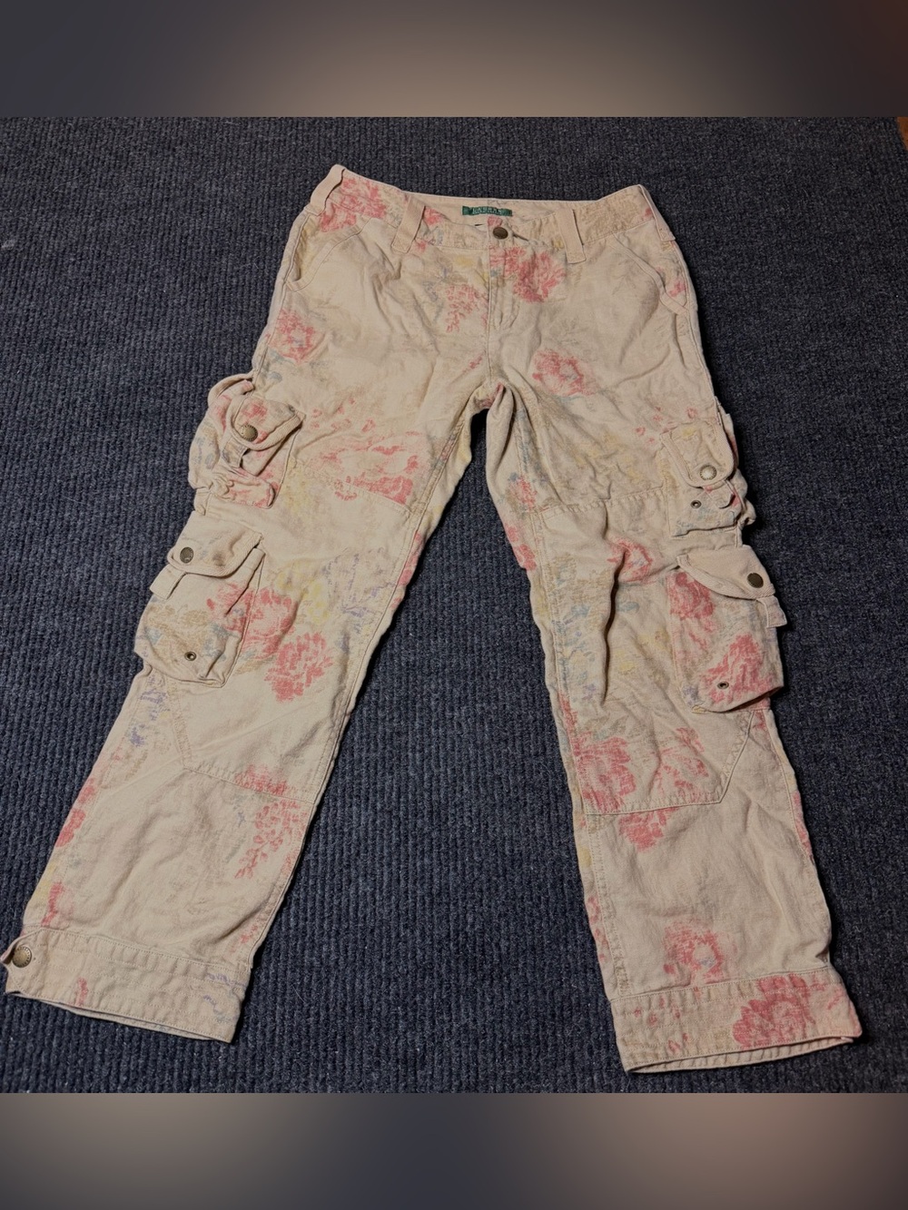 Lauren Ralph Lauren Linen Floral Cargo Pants Made in Italy Size 4